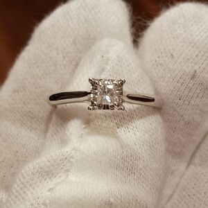10k White Gold Ring 1/5 Diamond Solitaire Zales Solid real 10kt New